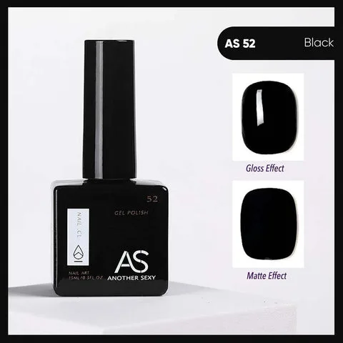 AS52 Black gel nail colour swatch